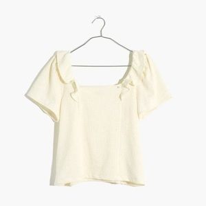 Madewell Crosshatch Ruffled Top in Ivory size Small